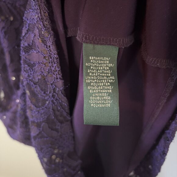 Lauren Ralph Lauren Purple Sequin Dress Knee Length Cocktail Wedding Ruc… - Picture 5 of 9
